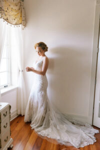 Vintage Old Hollywood 1920s Gatsby Inspired Wedding Dress, Fit and Flare with Lace Overlay