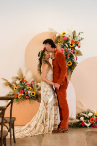 Unique Retro Vintage Boho Disco Indoor Wedding Ceremony | Venue Florida Ave Brewery | Tampa Bay Wedding Photographer Lifelong Photography Studio | Planner Breezin' Weddings
