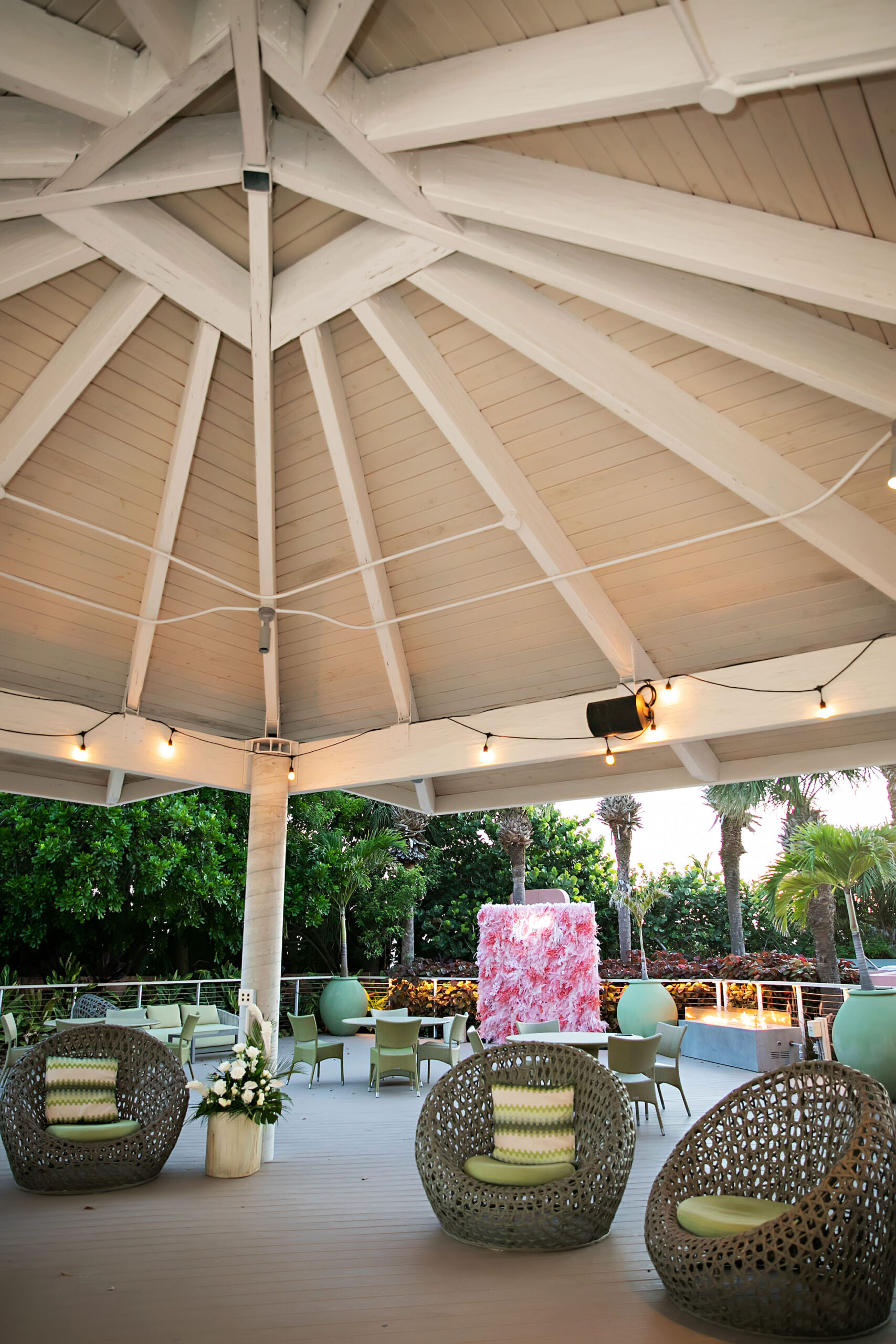 Outdoor Covered Pavilion Lounge Seating Area | St Pete Wedding Venue Don CeSar Beach House Suites