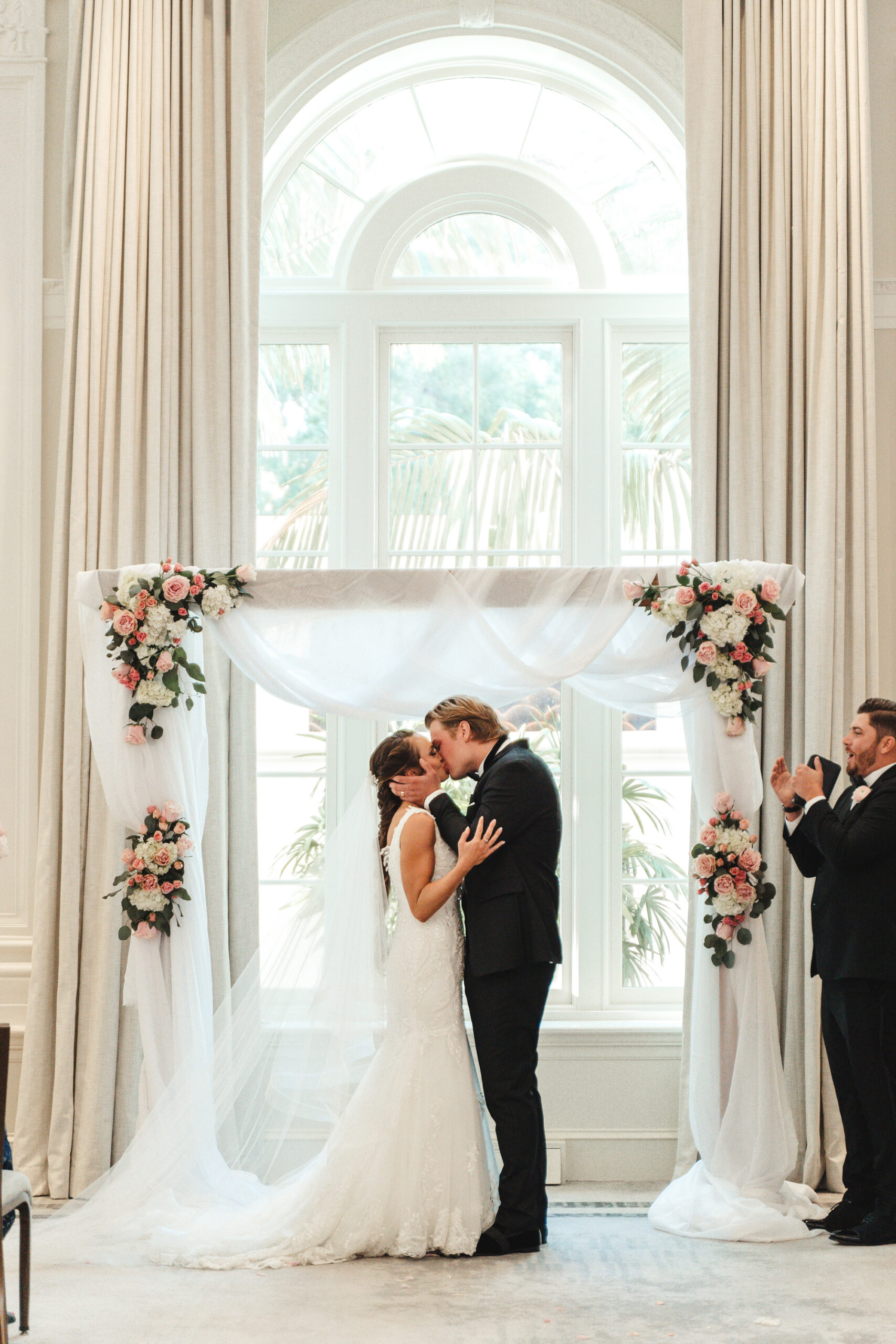 Bride and Groom First Kiss Wedding Portrait | Tampa Bay Videographer J&S Media