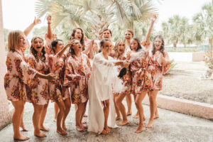 Bridal Party Getting Ready | Matching Floral Bridesmaid Wedding Robes Inspiration