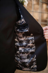 Custom Groom Wedding Suit Skull Lining Inspiration