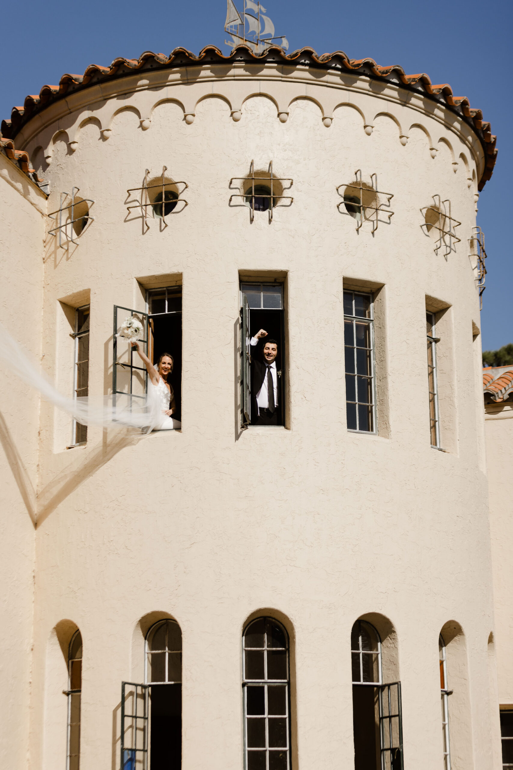 Bride and Groom Window Portrait | Historic Sarasota Wedding Venue Powel Crosley Estate | Photographer Garry and Stacy Photography Co.