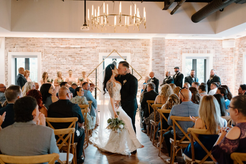 Gold Geometric Diamond Wedding Ceremony Arch Ideas | La Florida Ballroom | Downtown St Pete Venue Red Mesa Events