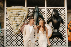 Bride and Groom Whimsical Florida Wedding Portrait