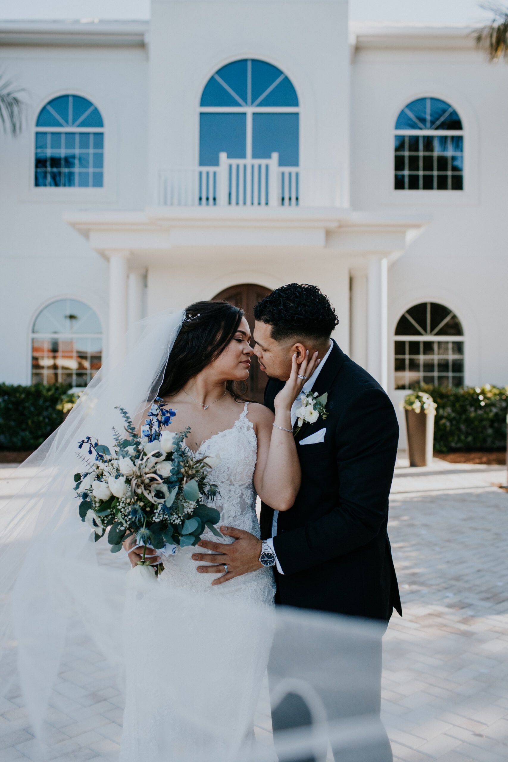 Intimate Bride and Groom Veil Wedding Portrait | Tampa Bay Wedding Videographer Shannon Kelly Films