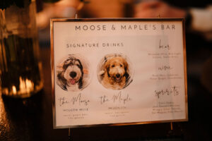 Wedding Reception Open Bar Sign | Signature Drinks | How to Include Pets Ideas