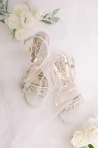 Badgley Mischka Open Toed Wedding Shoes with Jeweled Rhinestone Details