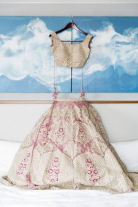 Gold and Pink Beaded Two-Piece Lehenga Wedding Dress Ideas | Indian Wedding Inspiration