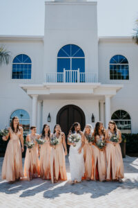 Matching Gold Champagne Satin Floor Length Bridesmaids Wedding Dress Inspiration