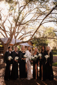 Bride and Bridemaids Leather Jackets | Black and White Wedding Inspiration