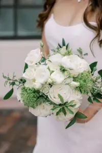 Classic Spring White Rose and Greenery Bridal Wedding Bouquet Ideas