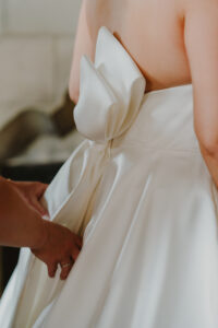 Open Back Silk Mikado Wedding Dress with Large Bow
