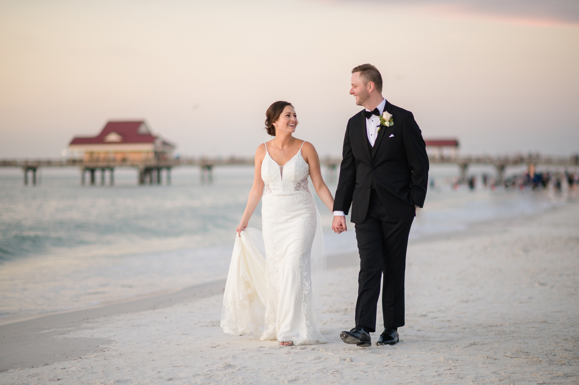 Intimate Bride and Groom Beach Wedding Portrait | Venue Wyndham Clearwater Beach