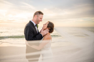 Romantic Bride and Groom Beach Wedding Portrait | Venue Wyndham Clearwater Beach