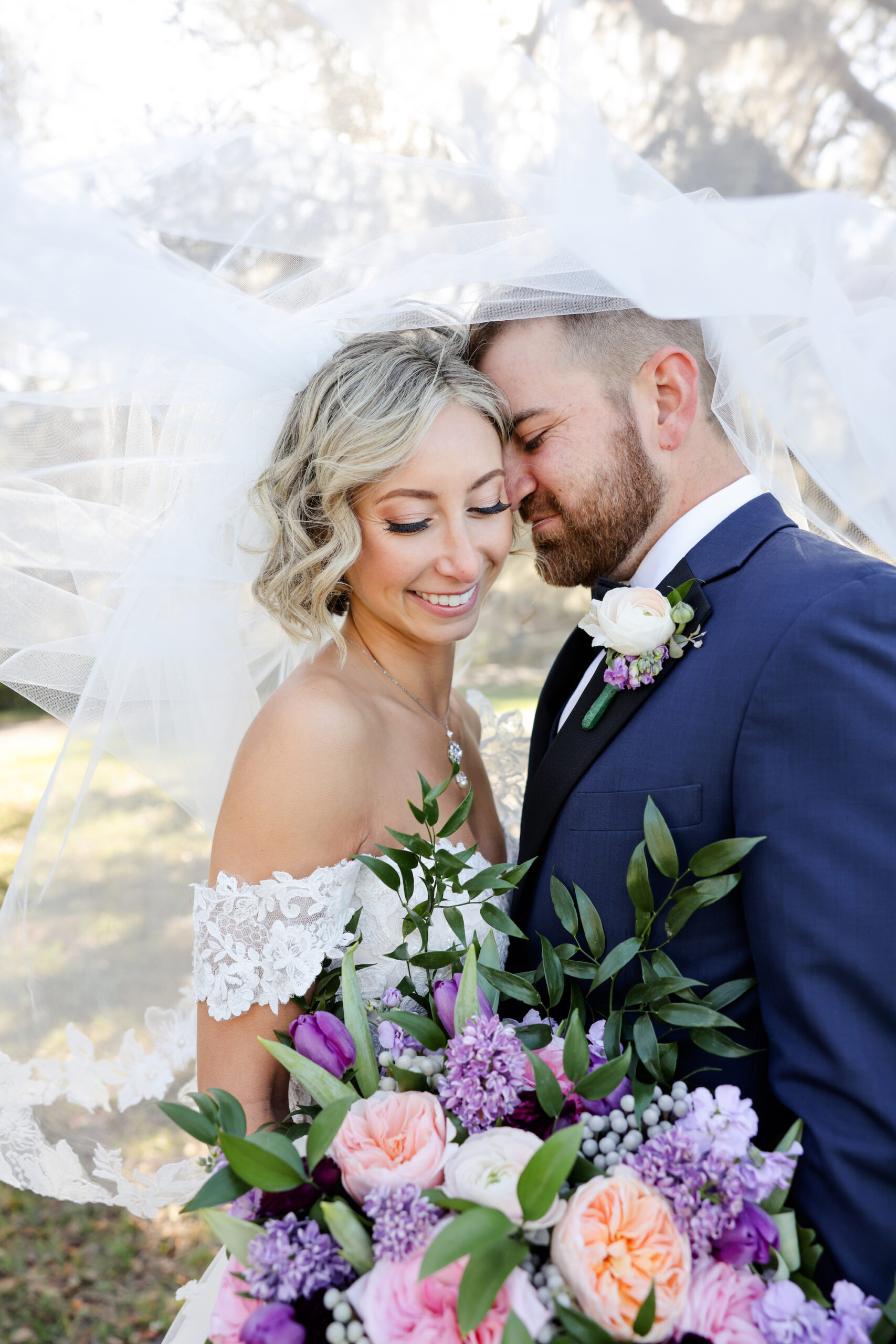 Romantic Bride and Groom Veil Wedding Portrait | Tampa Bay Photographer Lifelong Photography