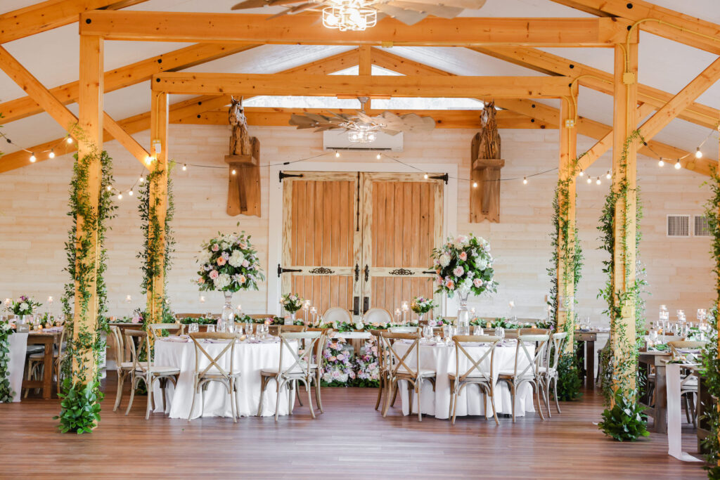 Romantic Rustic Legacy Barn Indoor Wedding Reception | Tampa Bay Venue Legacy Lane Weddings
