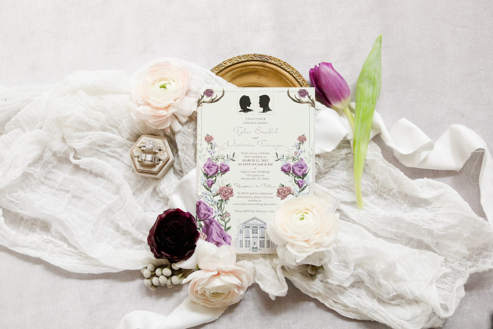 Southern Vintage Spring Lavender Floral Wedding Invitation Ideas