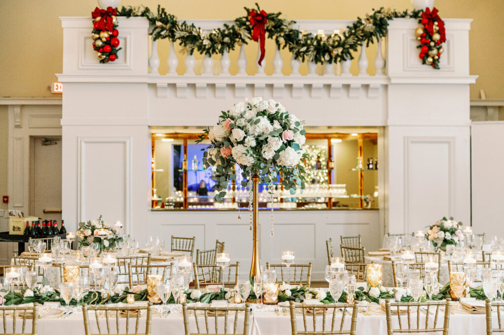 Timeless Gold Wedding Reception Ideas | Gold Chiavari Chairs | Tall Crystal Centerpieces | Tampa Bay Florist Monarch Events and Design | Kate Ryan Event Rentals | Venue Palma Ceia Country Club