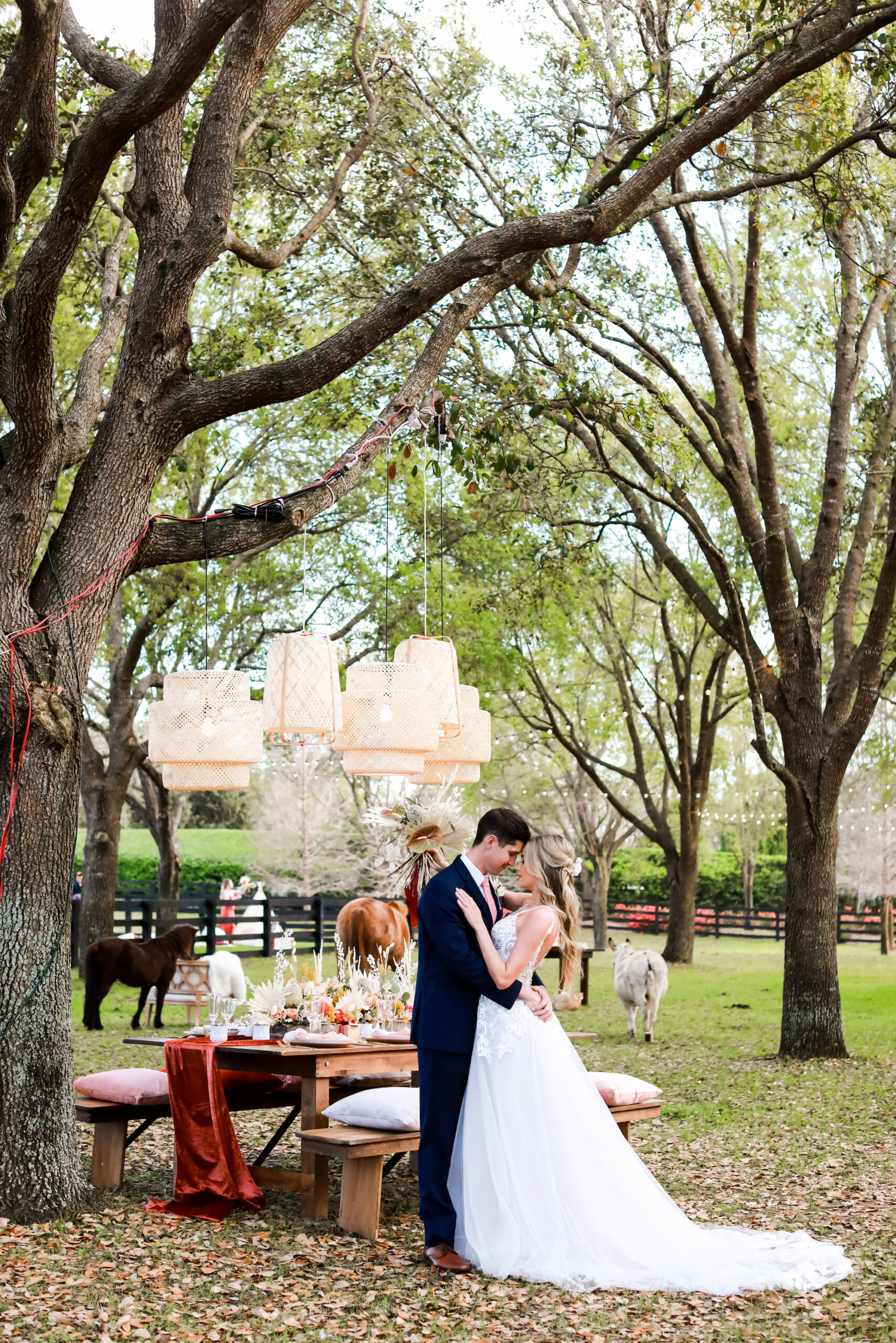 Bride and Groom Wedding Portrait at Outdoor Fall Reception Ideas | Tampa Bay Wedding Venue Mision Lago Estate | Lifelong Photography