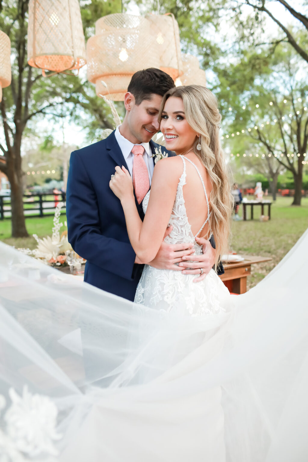 Bride and Groom Wedding Portrait | Open Back Wedding Dress by Truly Forever Bridal | Tampa Bay Photographer Lifelong Photography