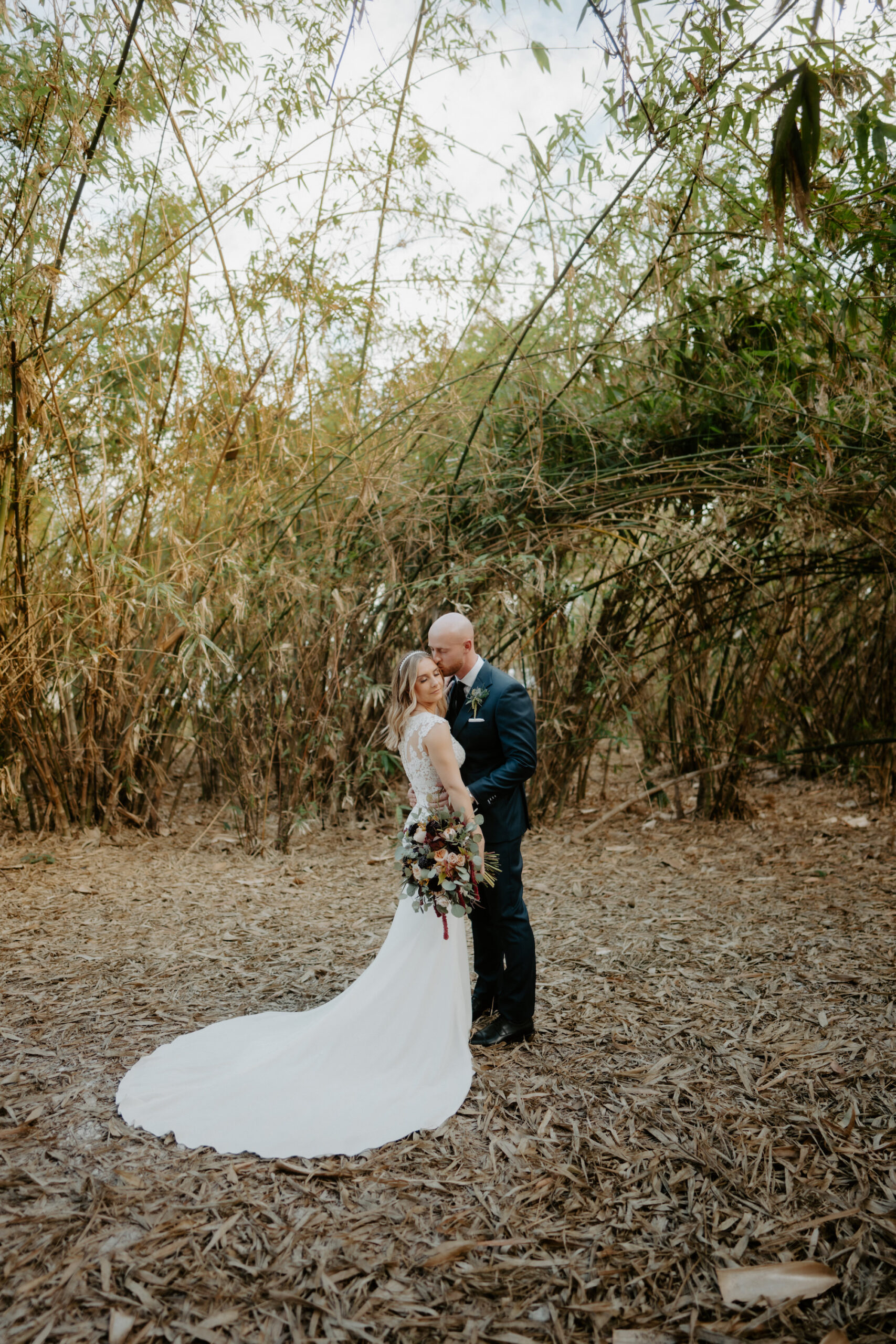 Bride and Groom First Look Wedding Portrait | Bride in A Line Wedding Gown from Truly Forever Bridal
