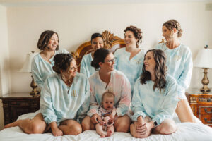 Sky Blue Tie Dye Monogrammed Matching Bridemaids Wedding Pajamas Ideas | Tampa Bay Hair and Makeup Artist Femme Akoi