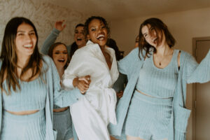 Light Blue Matching Bridemaids Wedding Knit Sweater Set Inspiration