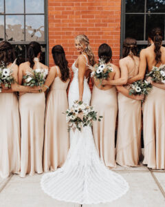 Neutral Champagne Satin Bridesmaid Dress Inspiration | Tampa Bay Wedding Hair and Makeup Artist Femme Akoi Beauty Studio