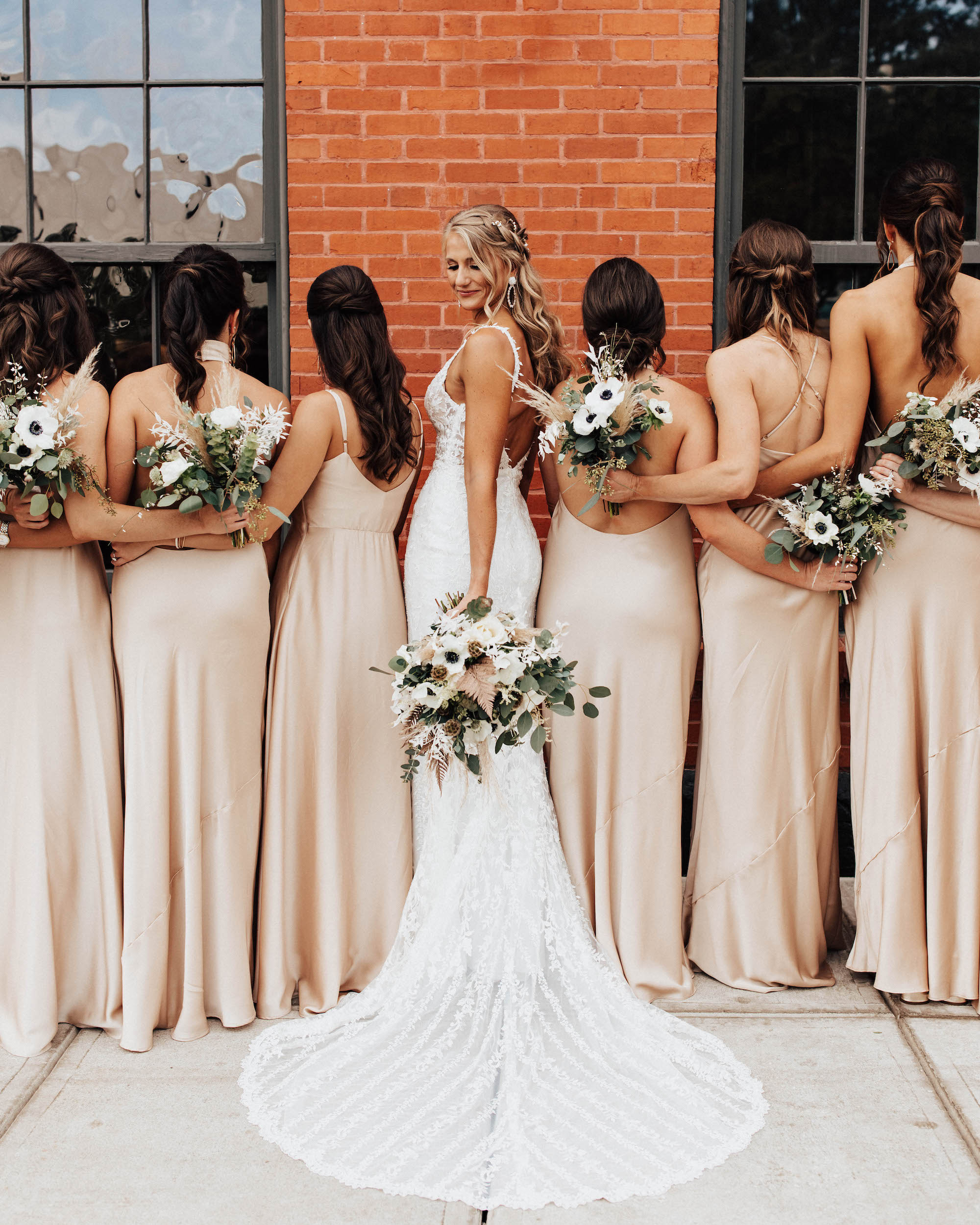 Neutral Champagne Satin Bridesmaid Dress Inspiration | Tampa Bay Wedding Hair and Makeup Artist Femme Akoi Beauty Studio