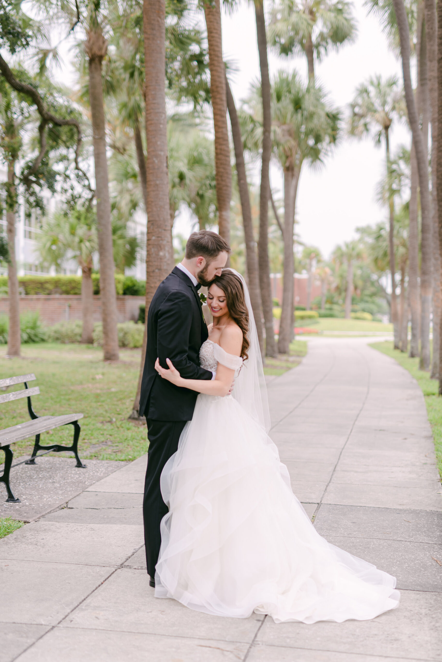 Intimate Bride and Groom Wedding Portrait | University of Tampa