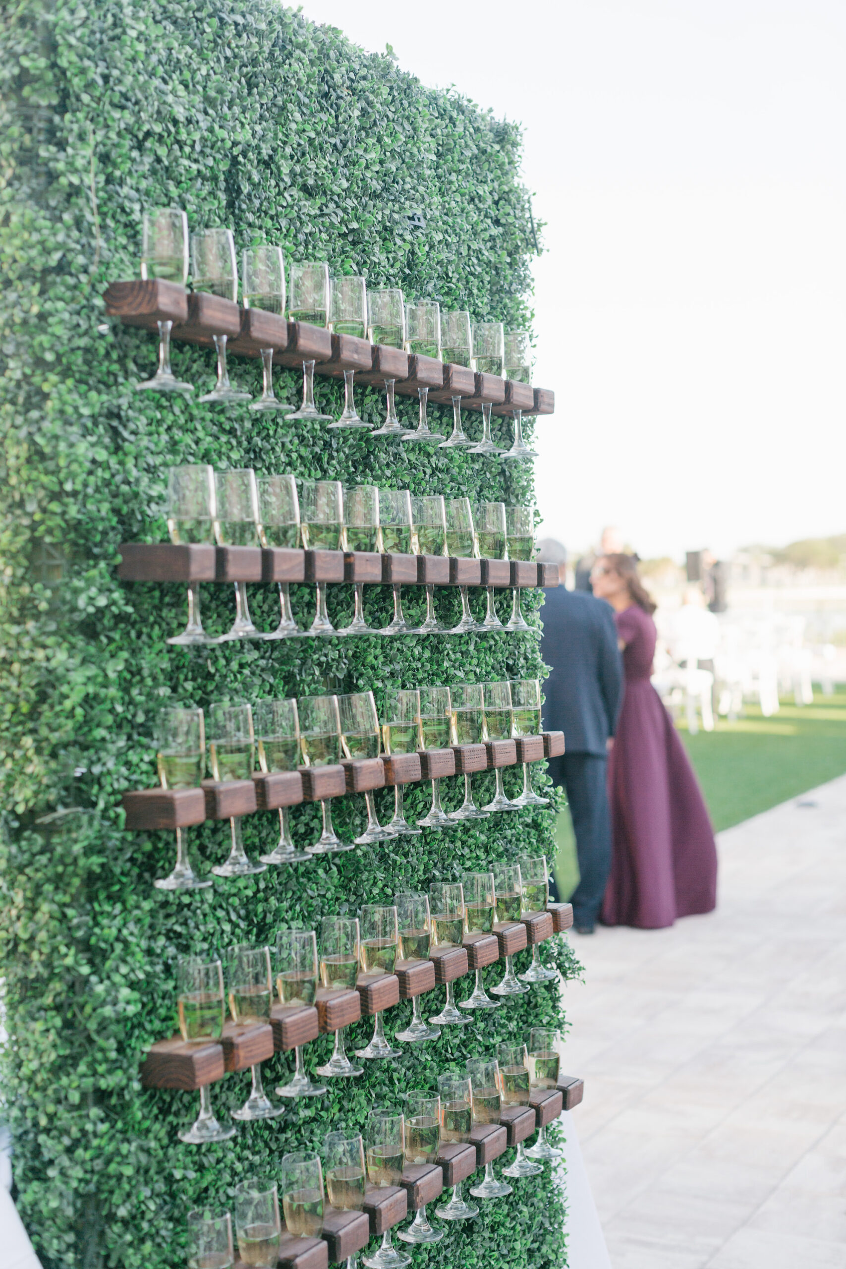 Champagne Greenery Wall | Wedding Cocktail Hour Decor Inspiration