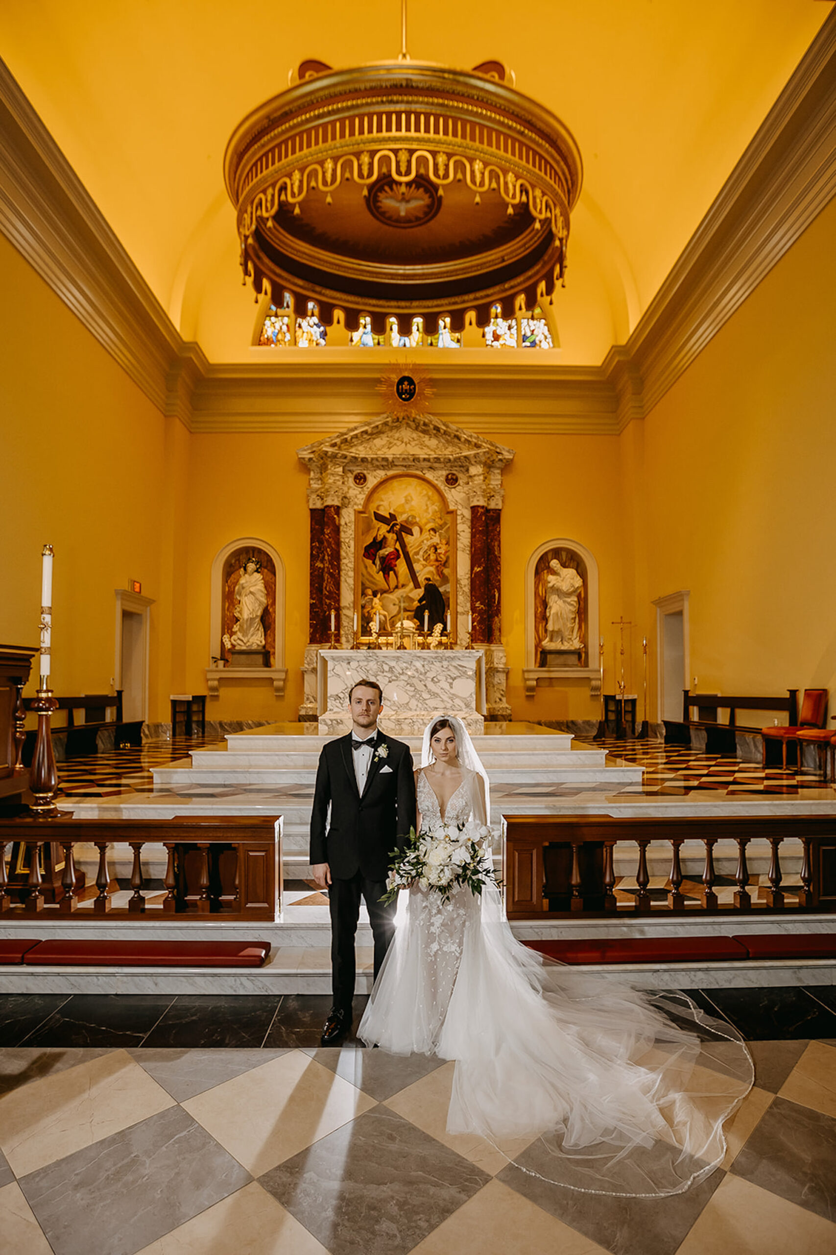 Bride and Groom Catholic Wedding Portrait | Tampa Bay Church The Chapel of the Holy Cross