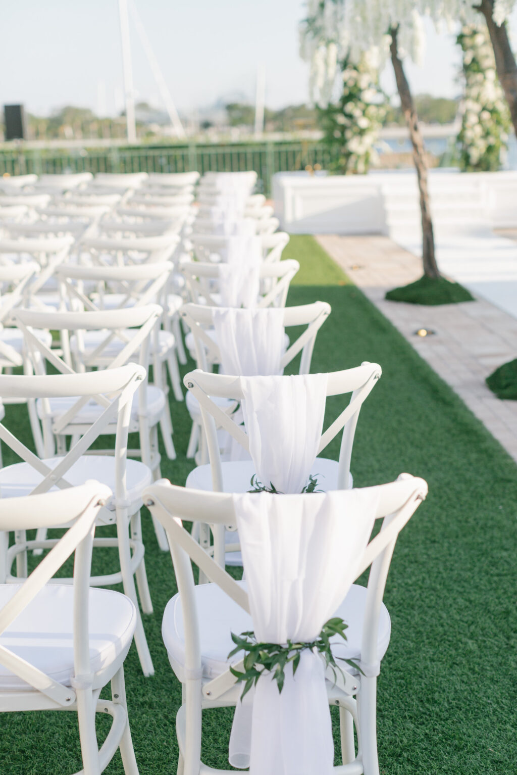 White Crossback Chair with Sash Wedding Seating Inspiration | Tampa Bay Rentals A Chair Affair