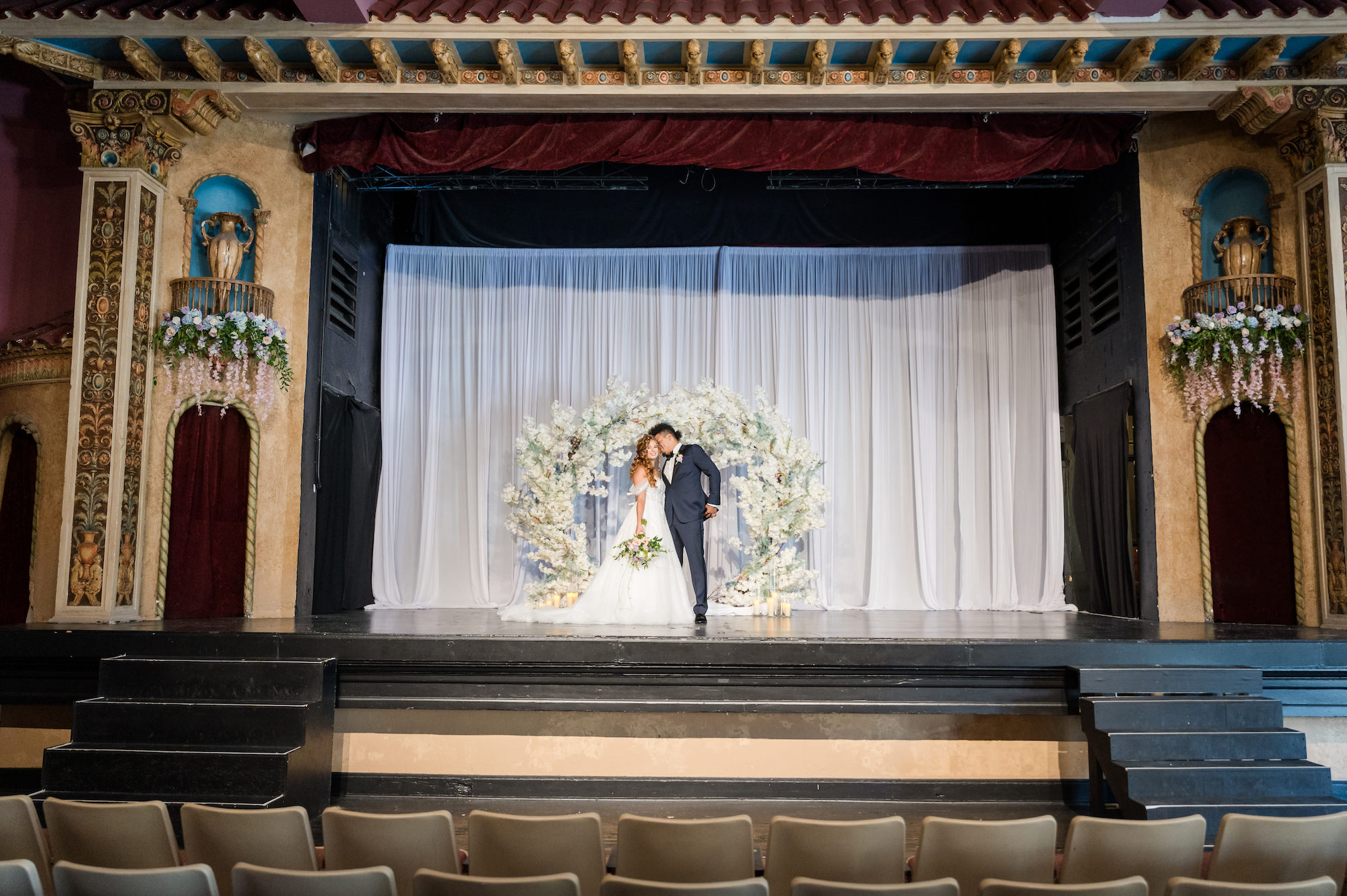Stage Wedding Ceremony Inspiration | Round Flower Arch Ideas | Tampa Florist Save the Date Florida | Planner EventFull Weddings | Ybor City Venue The Cuban Club