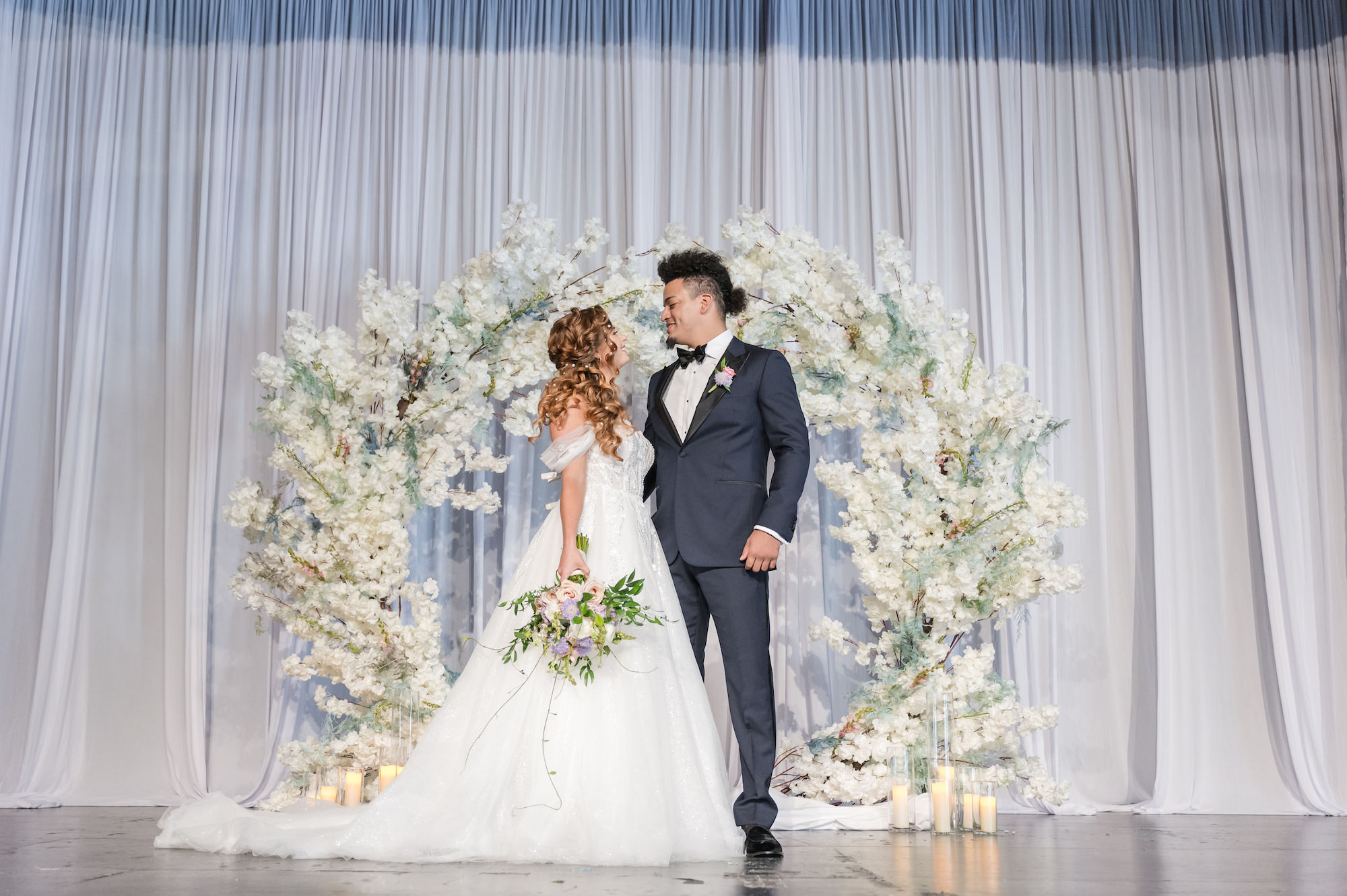 Stage Wedding Ceremony Inspiration | Round Flower Arch Ideas | Tampa Florist Save the Date Florida | Planner EventFull Weddings | Amanda Zabrocki Photography