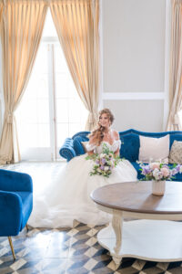 Blue Velvet Seating Lounge Cocktail Hour Furniture | Tampa Bay Wedding Rentals Gabro Event Services | Florist Save the Date Florida | Amanda Zabrocki Photography
