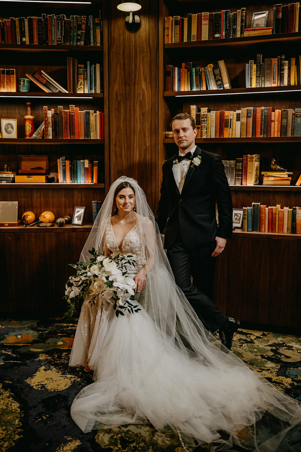 Bride and Groom in Roosevelt Room Wedding Portrait | Tampa Wedding Venue Hotel Haya