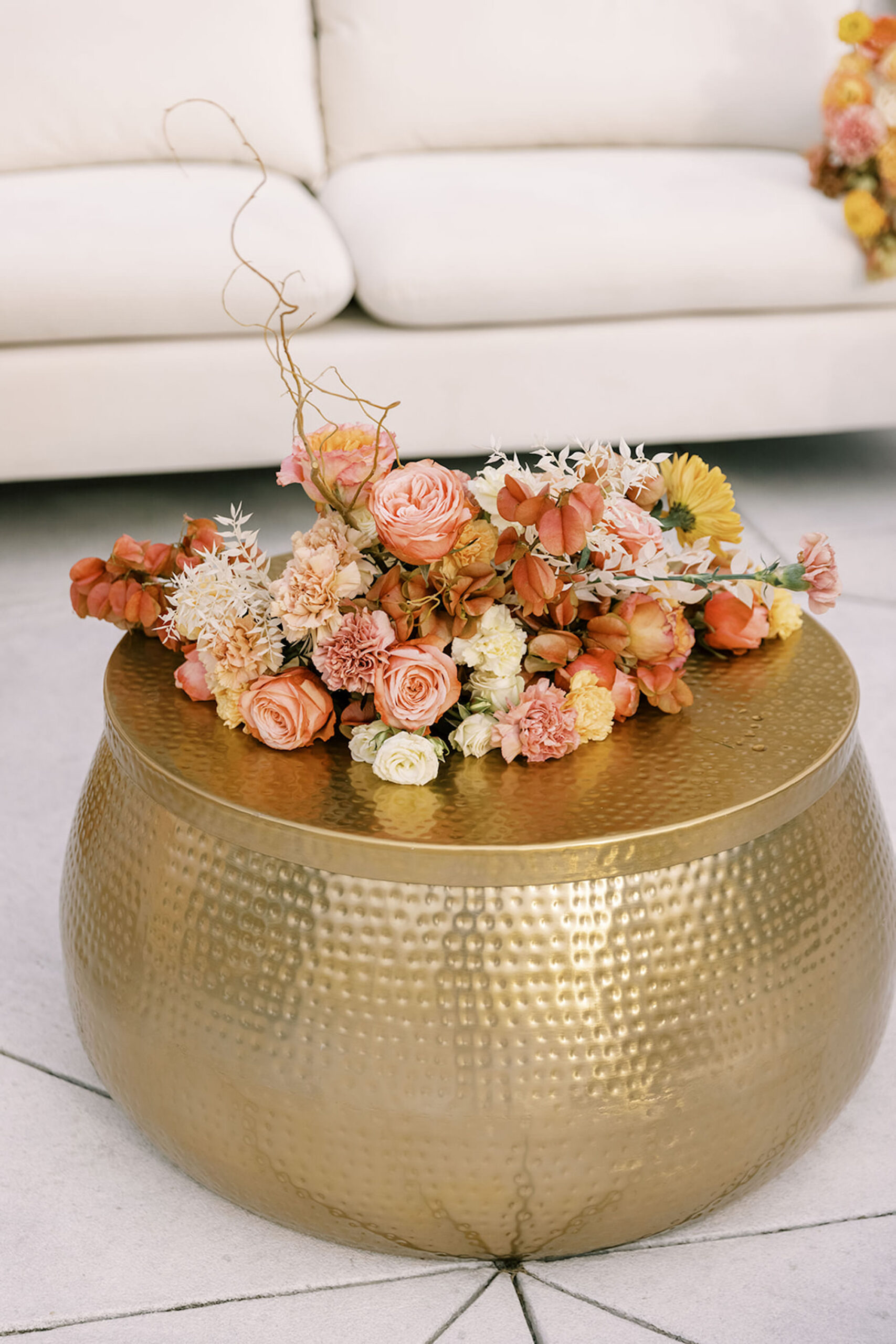 Hammered Gold Cocktail Hour Coffee Table | Spring Wedding Inspiration