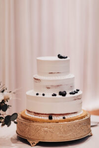 Simple, Minimalistic Semi-Naked Three-tiered Wedding Cake with Fresh Fruit Ideas