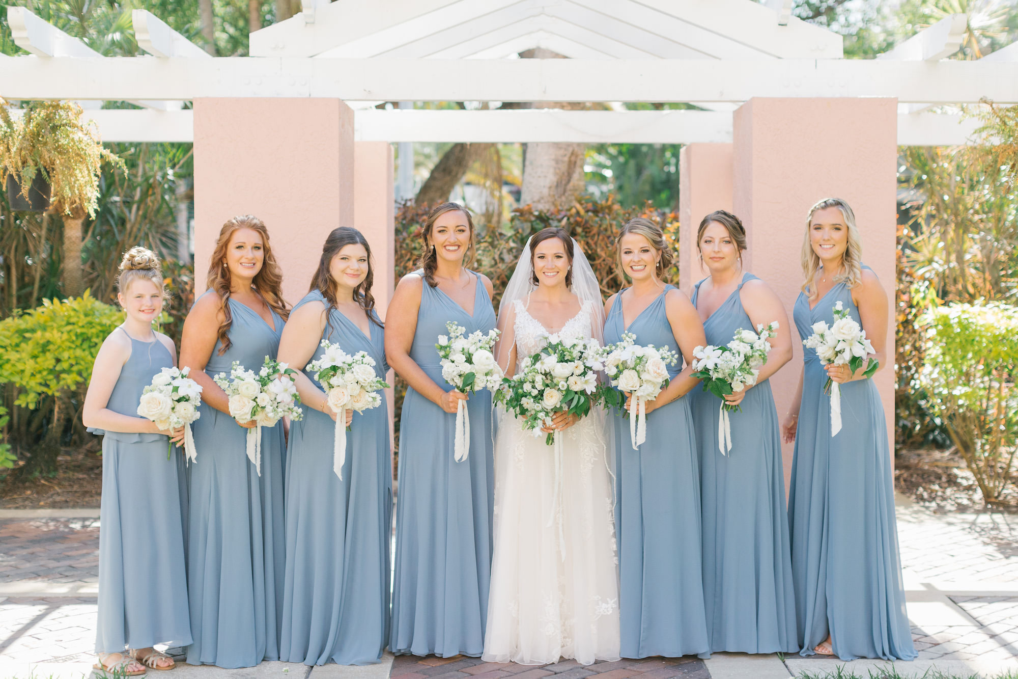 Matching Elegant Spring Dusty Blue Bridesmaid Dresses