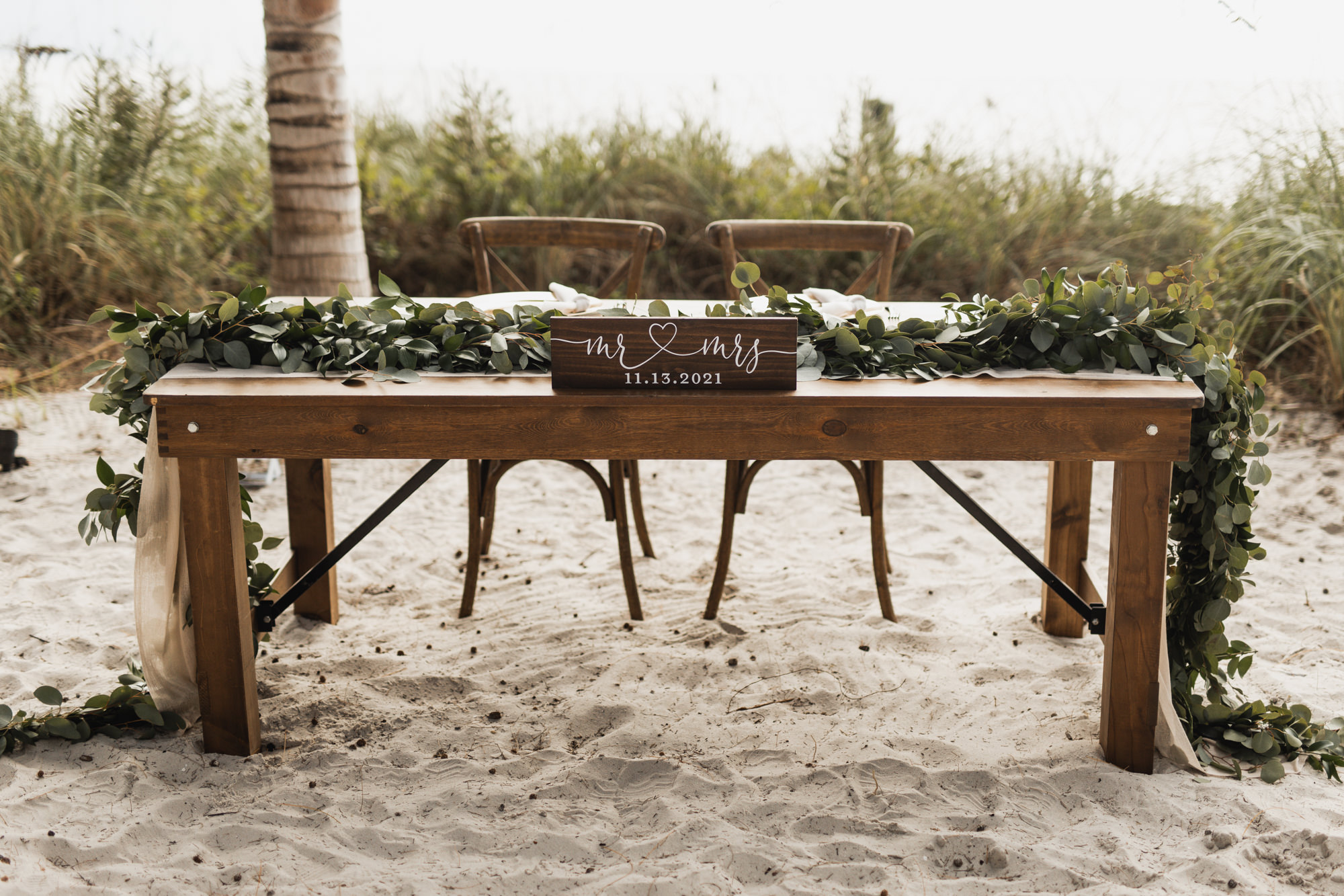 Rustic Sweetheart Table Wedding Inspiration | Cascading Eucalyptus Centerpiece Ideas | Tampa Bay Florist Monarch Event & Design