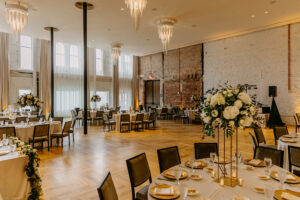 Romantic Industrial Wedding Reception Decor Ideas | Historic Valenica Ballroom | Exposed Modern Brick Walls | Ybor City Wedding Venue Hotel Haya