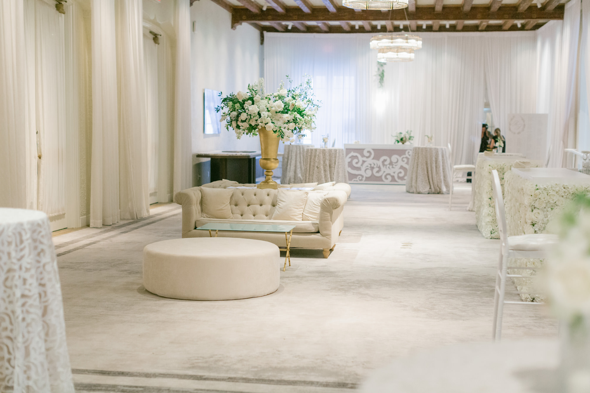 Luxurious All White Cocktail Hour Lounge Wedding Ideas