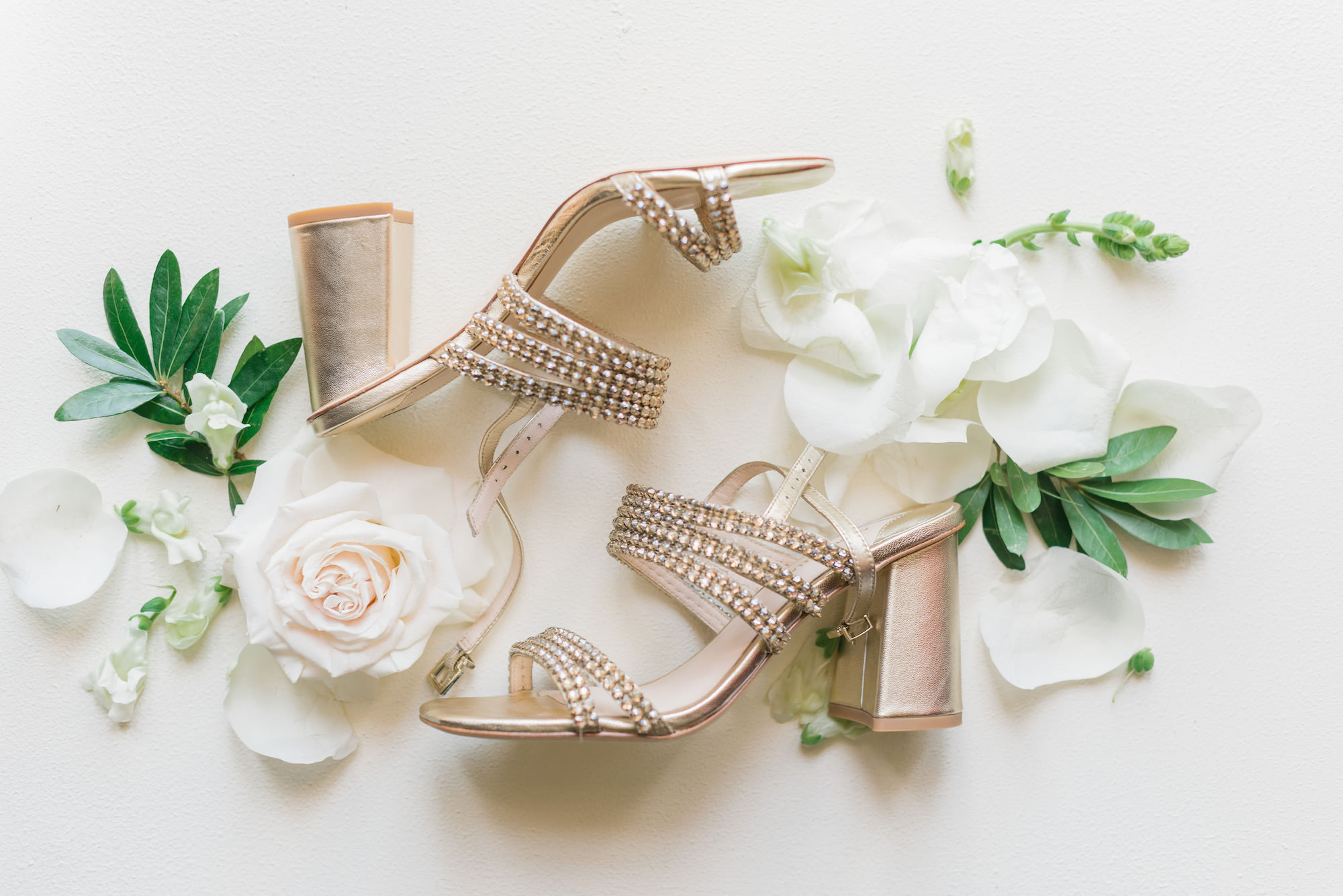 Champagne Gold Strappy Jewel Wedding Shoe Ideas