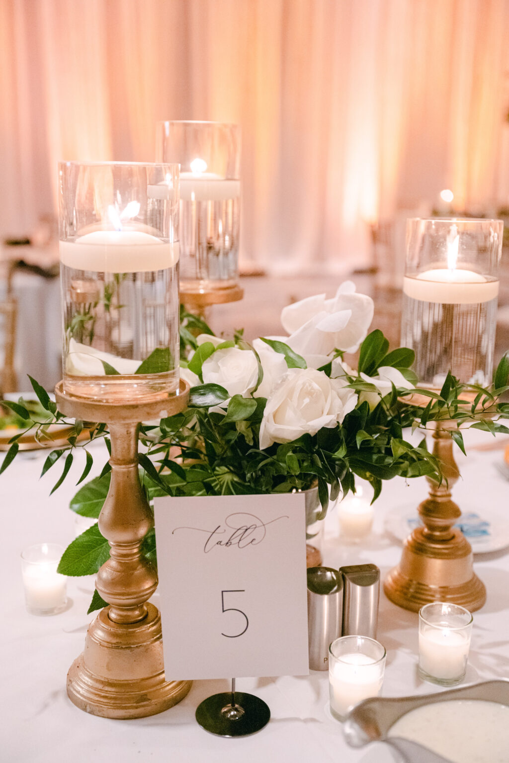 Elegant Gold Candle Wedding Reception Centerpiece Ideas