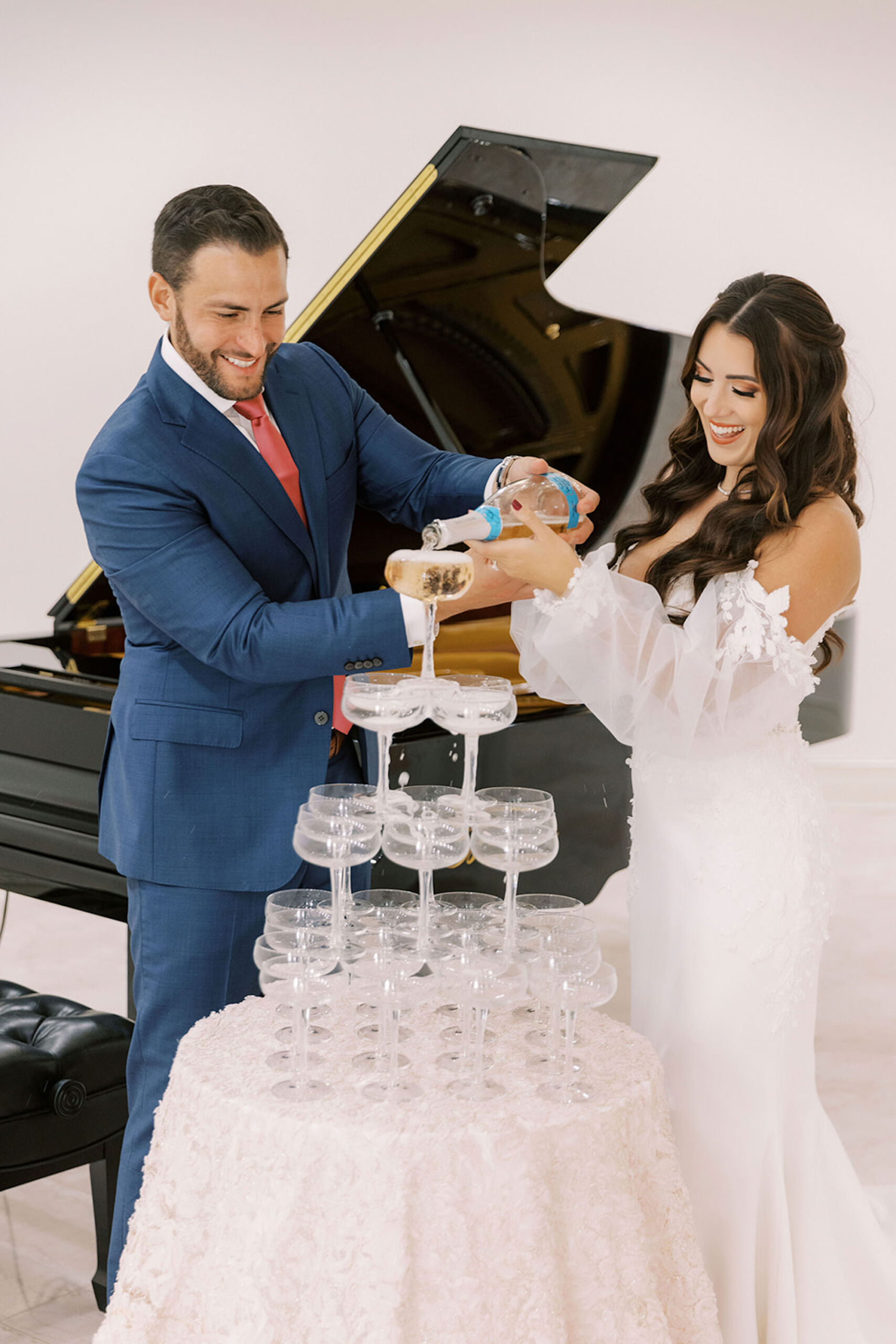 Champagne Tower Wedding Reception Inspiration | Unique Wedding Trends | Tampa Bay Venue Whitehurst Gallery
