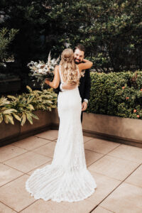 Bride and Groom First Look Wedding Portrait