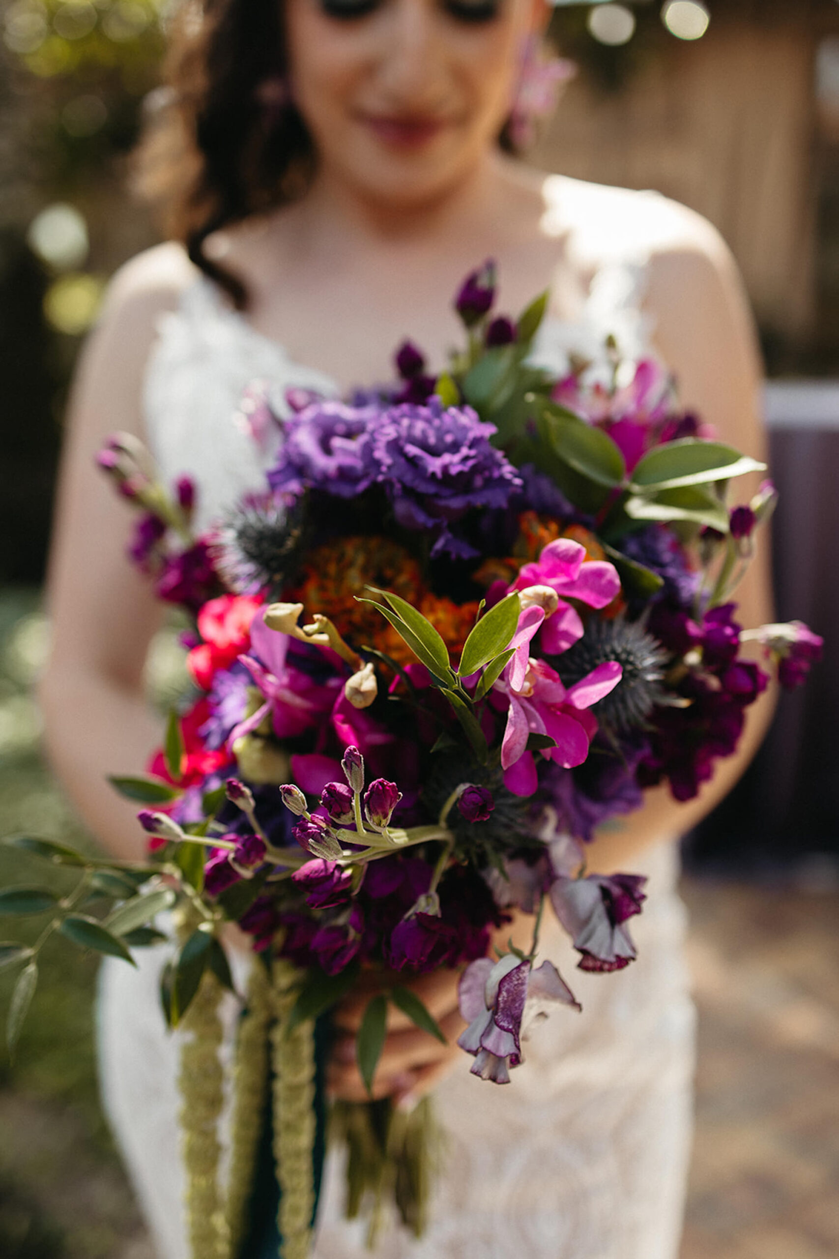 Vibrant Fuchsia and Deep Purple Bridal Wedding Bouquet Ideas