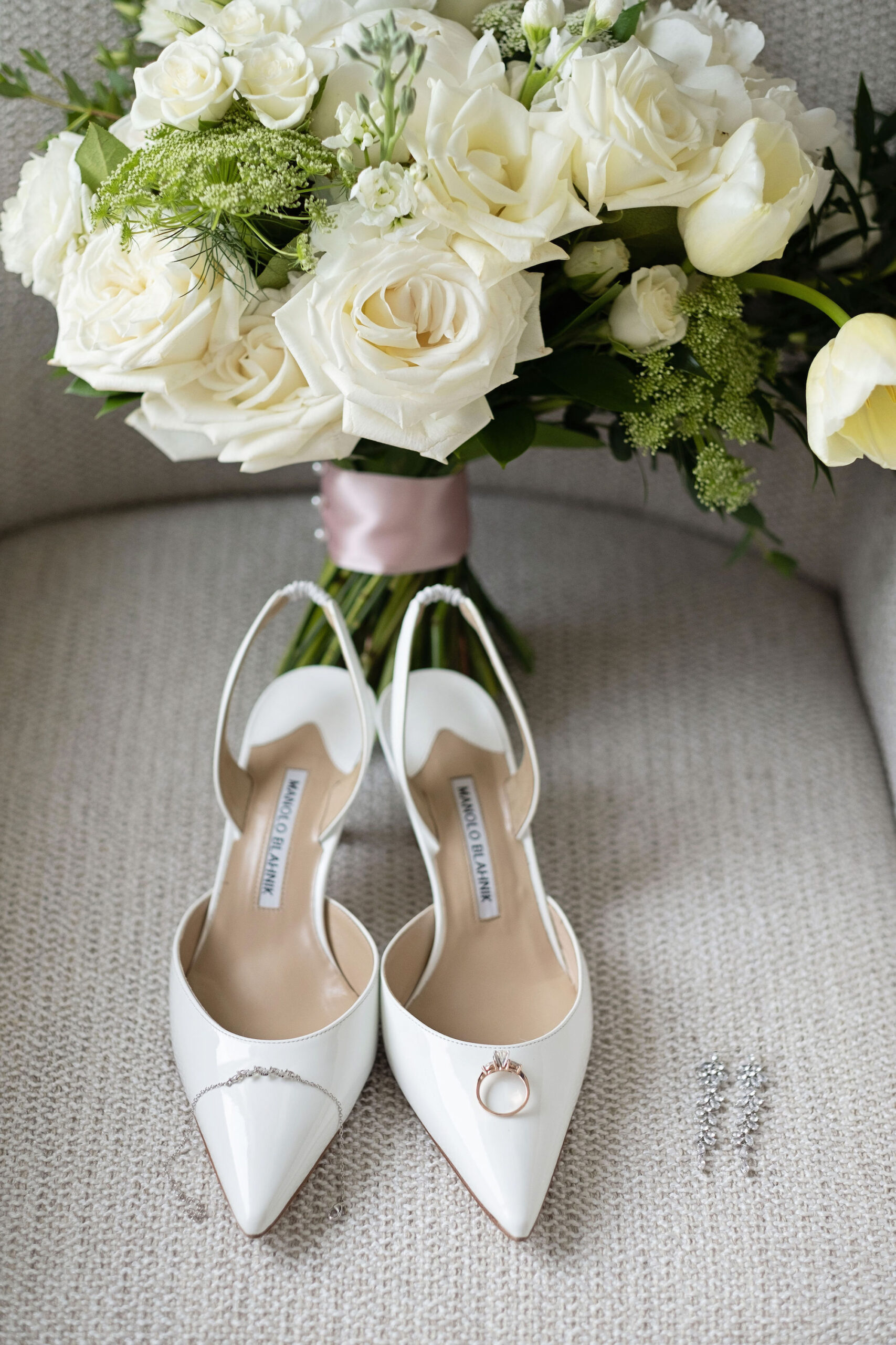 Classic, Timeless White Manolo Blahnik Pointed Toe Wedding Shoes Ideas
